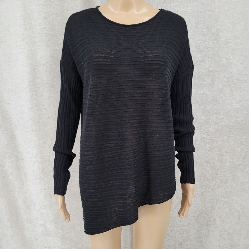 Eileen Fisher Black Asymmetrical Tencel Sweater Women's Size Small